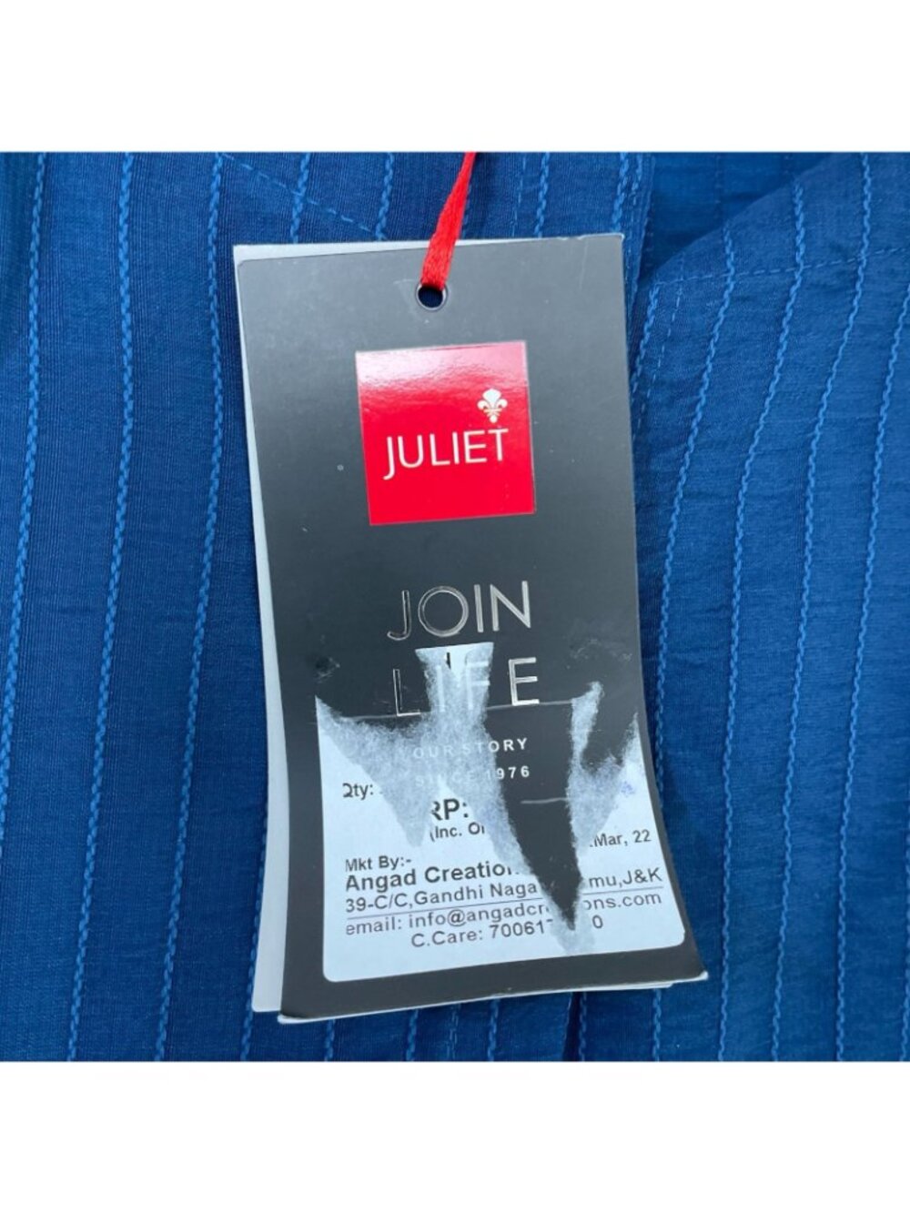 NWT Juliet Women's XL Blue Striped Long Tunic Kameez With Button-Up Front C0785 - Picture 6 of 10